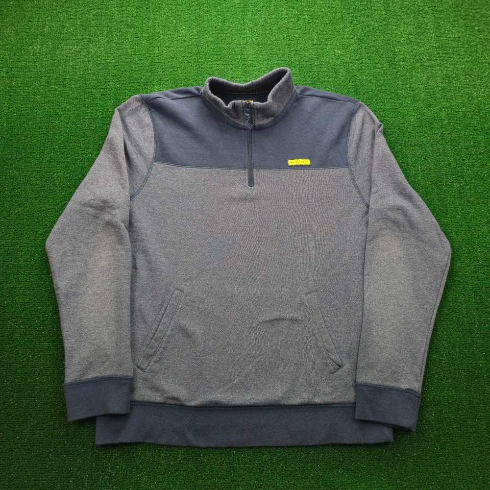 Prince & Fox Mens XL Quarter Zip Pullover Sweater Grey Blue Two Tone Fleece